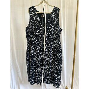 Anne Klein Women's Plus 24W Navy/White Polka Dot Fit and Flare Dress